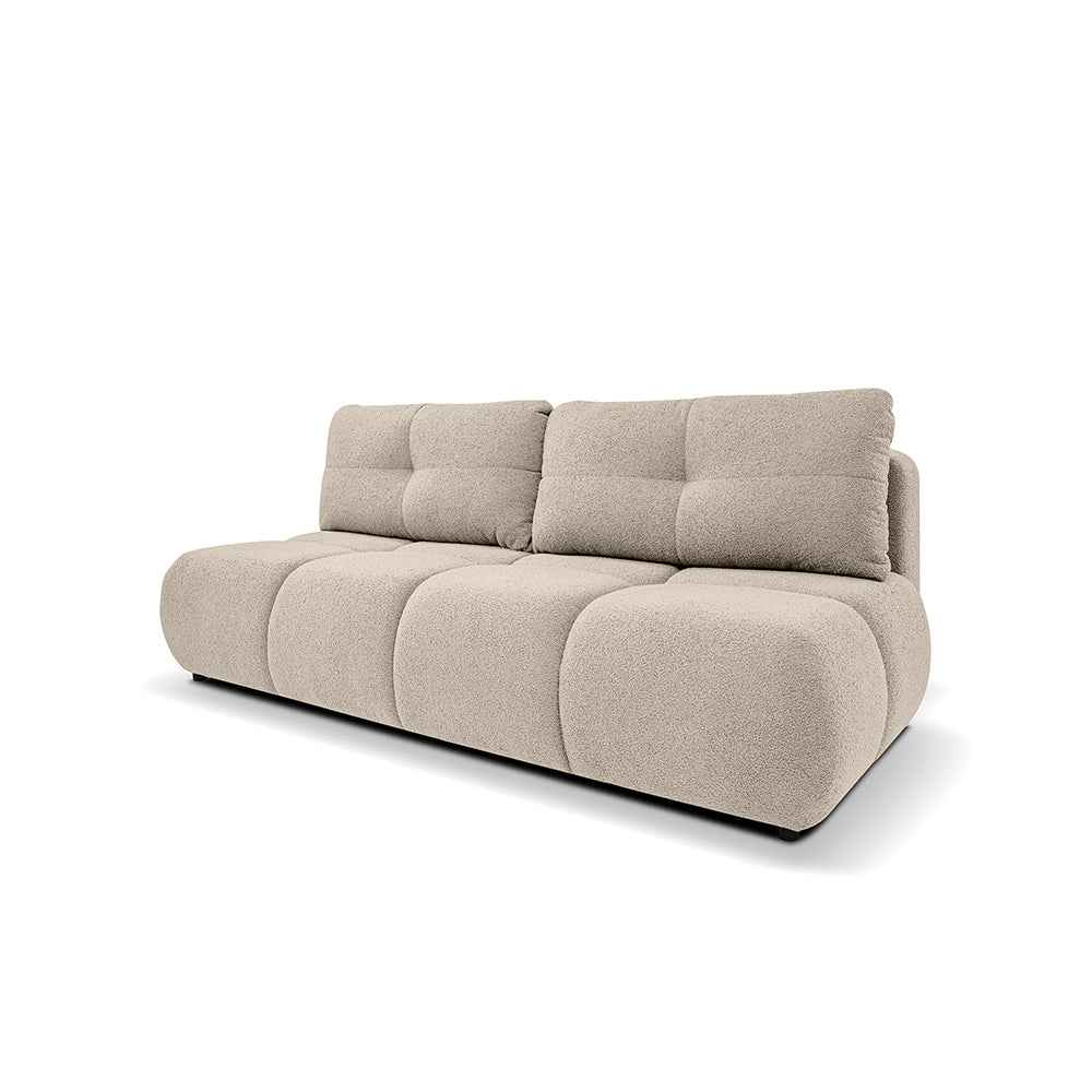 Sofa 3-osobowa z funkcją spania 142x200 w stylu miękkiego minimalizmu | Milorya Płowy Taupe (NOW OR NEVER 05)