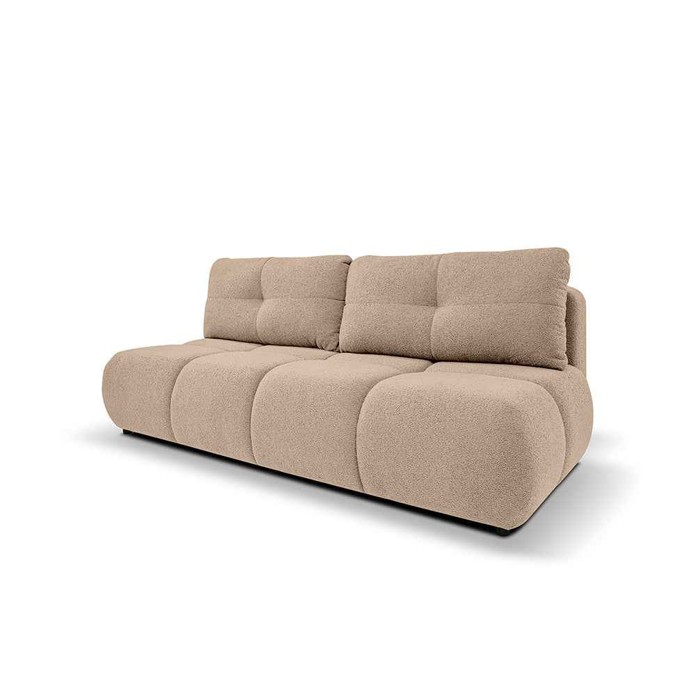 Sofa 3-osobowa z funkcją spania 142x200 w stylu miękkiego minimalizmu | Milorya Orzechowy Puch (NOW OR NEVER 14)