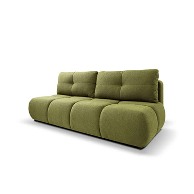 Sofa 3-osobowa z funkcją spania 142x200 w stylu miękkiego minimalizmu | Milorya Oliwkowy Mech (NOW OR NEVER 38)