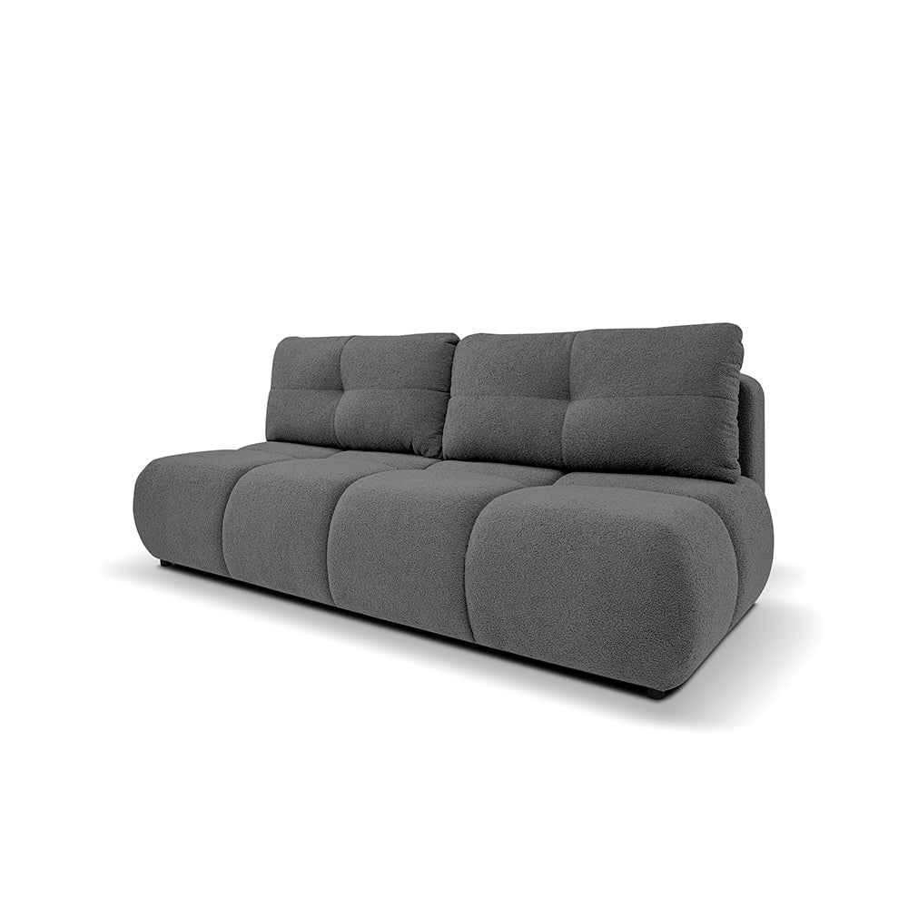 Sofa 3-osobowa z funkcją spania 142x200 w stylu miękkiego minimalizmu | Milorya Kamienny Grafit (NOW OR NEVER 92)