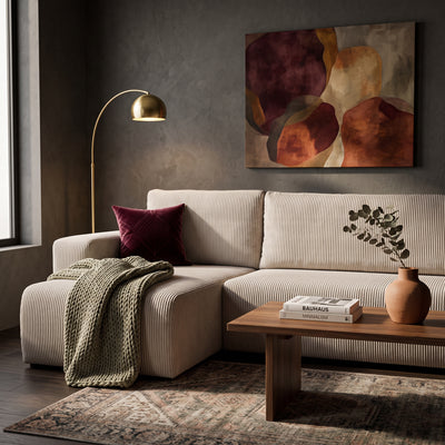 Narożnik Kingi uniwersalny z funkcją spania 3-osobowy 200x142–154 w stylu loft – w aranżacji wnętrza