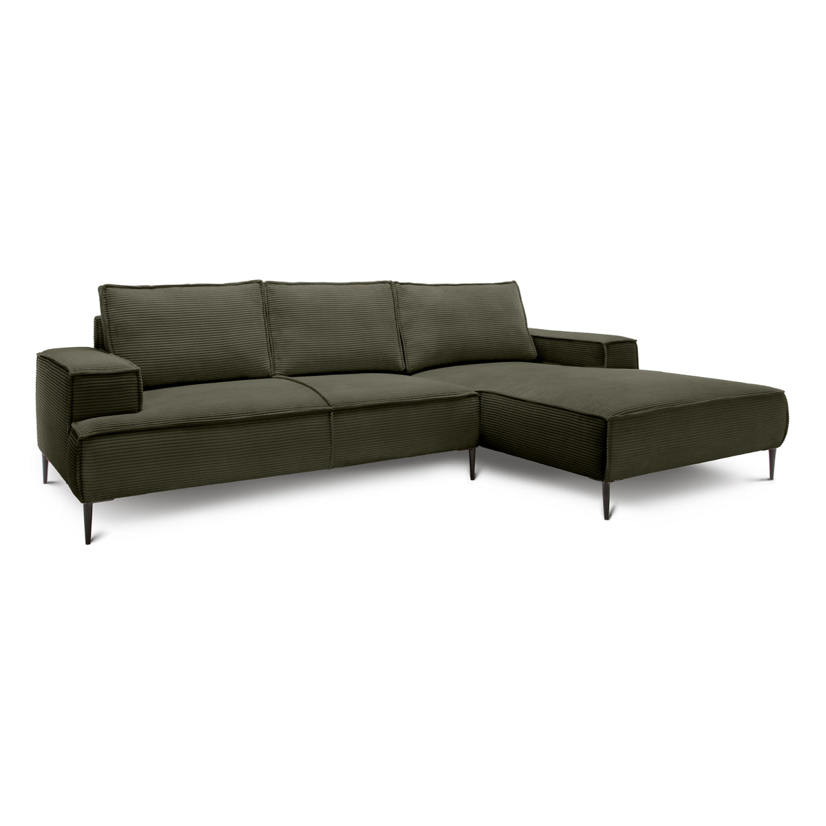 May 3 Seater Corner Sofa 275 cm, Modern Classic Style – Green Oak (POSO 46), Right-handed