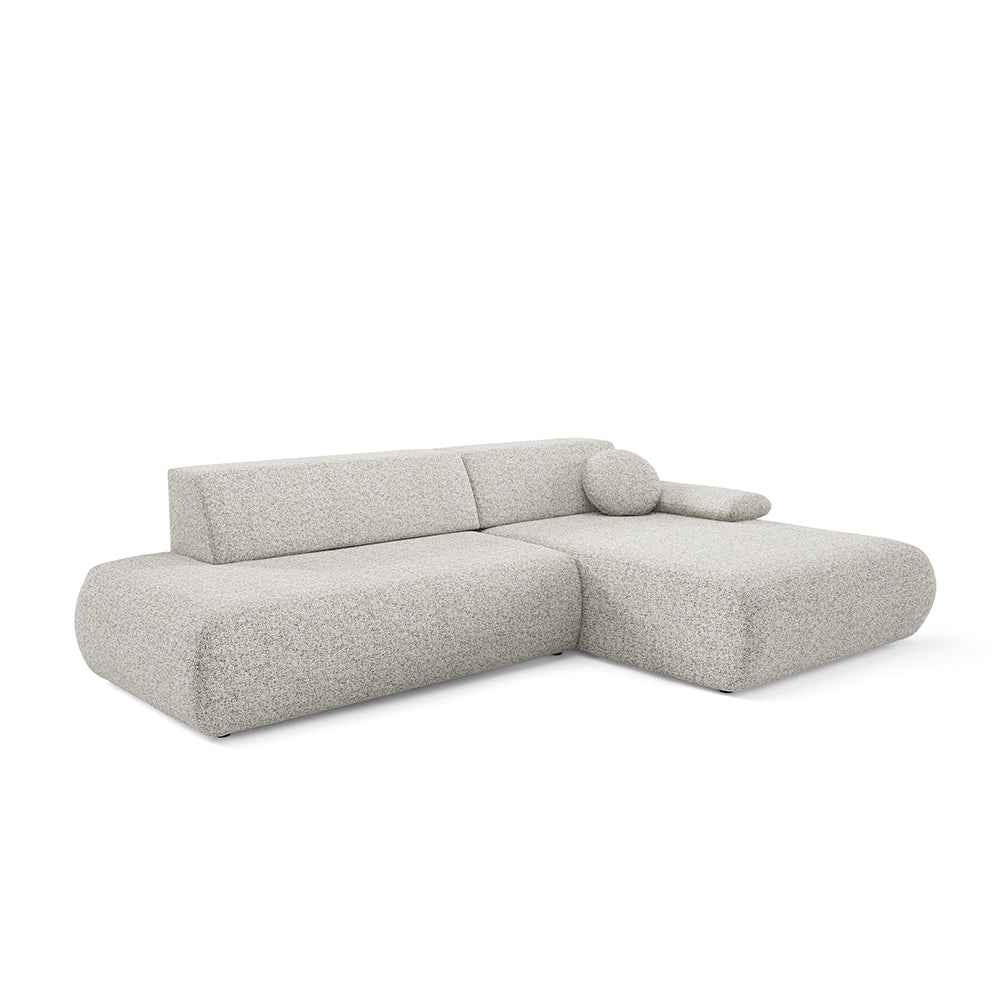 Puentro 4 Seater Corner Sofa Bed, Minimalist Style – Right, Beige Cloud (PUENTE 09)