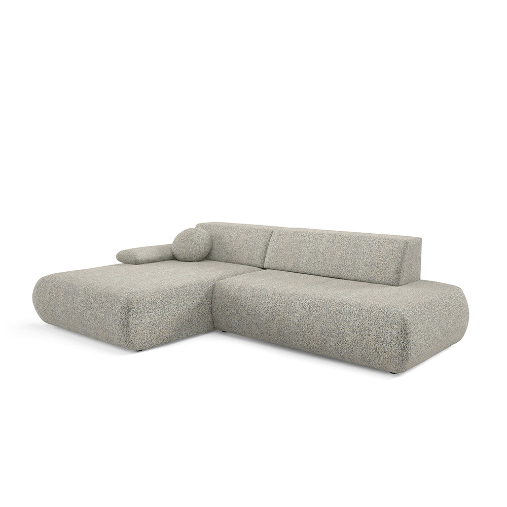 Puentro 4 Seater Corner Sofa Bed, Minimalist Style – Left, Linen Mist (PUENTE 11)