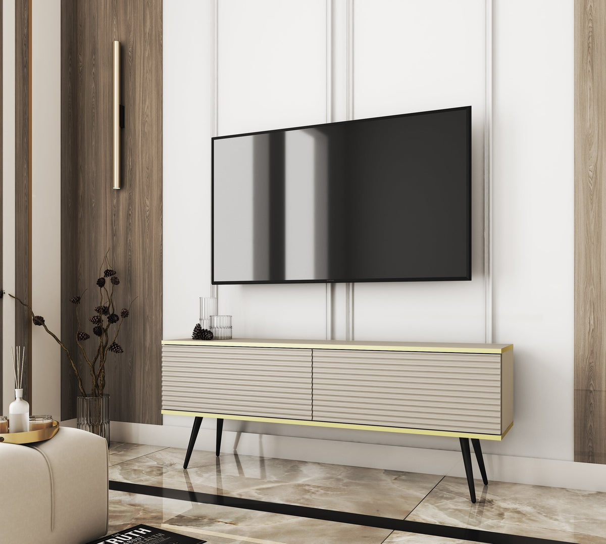 Szafka RTV Meva 135x30 w stylu nowoczesnym – zdjęcie 7