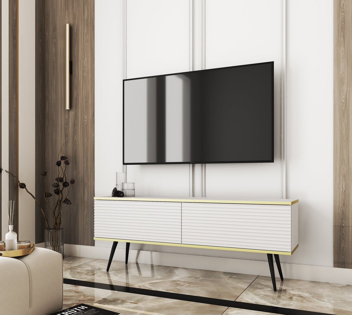 Szafka RTV Meva 135x30 w stylu nowoczesnym – zdjęcie 13