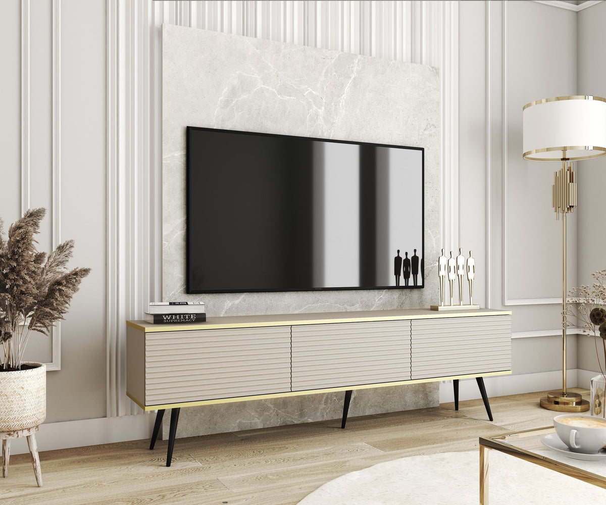 Szafka RTV Meva 175x30 ze złotymi akcentami – zdjęcie 6