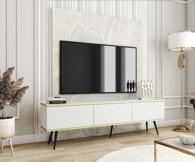 Szafka RTV Meva 175x30 ze złotymi akcentami – zdjęcie 10