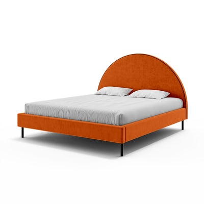 Łóżko tapicerowane Zora z półokrągłym zagłówkiem i pojemnikiem w stylu soft modern w tkaninie SALVADOR – zdjęcie 14