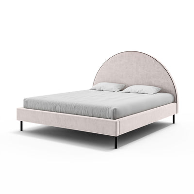 Łóżko tapicerowane Zora z półokrągłym zagłówkiem i pojemnikiem w stylu soft modern w tkaninie SALVADOR – zdjęcie 23