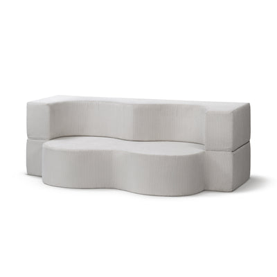 Kamelia Freestanding Foam Sofa Bed 200 cm, Japandi Style – Linen Cream (POSO 100)
