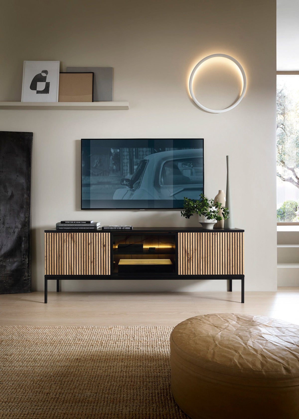 Szafka RTV Lampy pod telewizor 154x56 w stylu nowoczesnym – zdjęcie 7