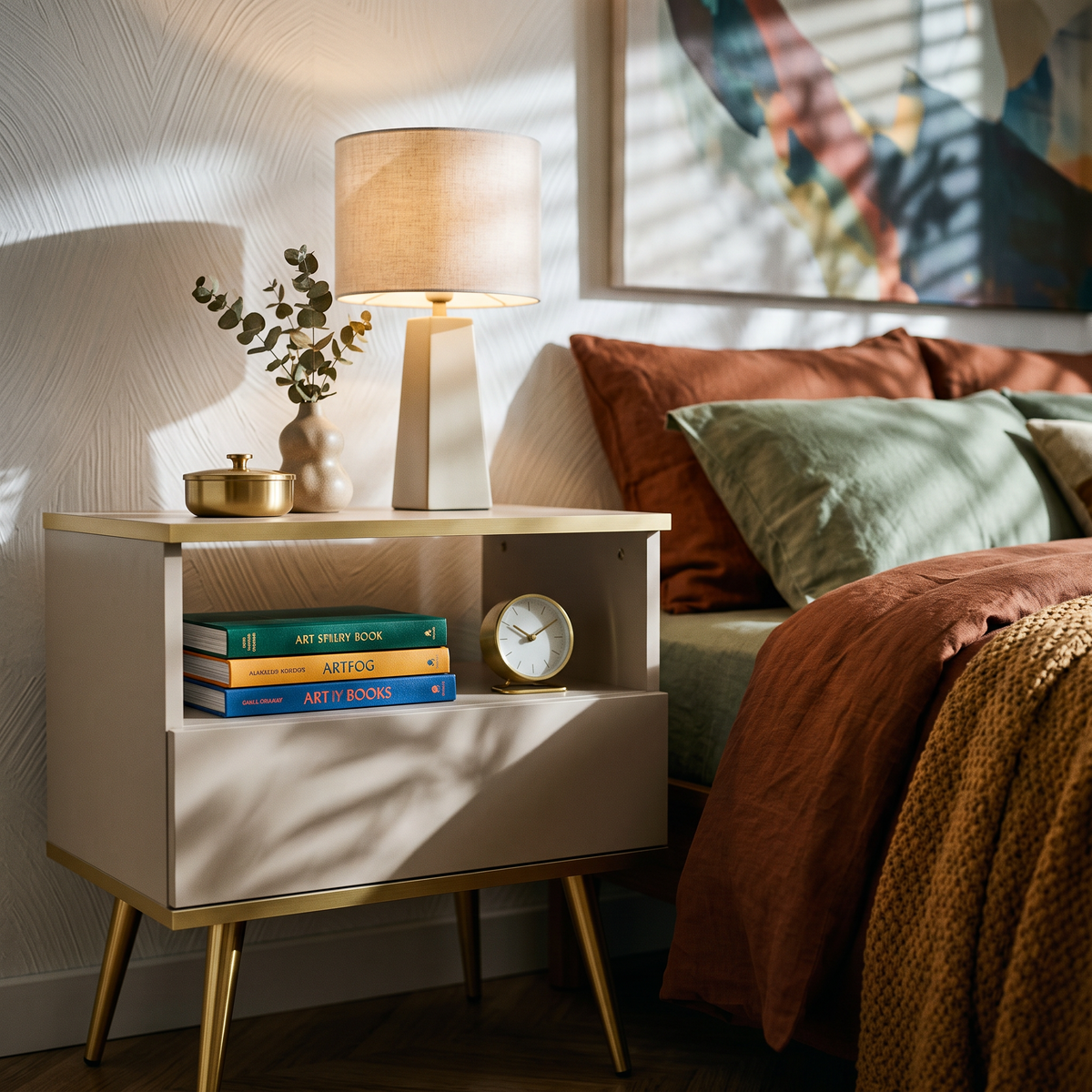 Szafka nocna Meva 54x59 cm w stylu modern classic – w aranżacji wnętrza