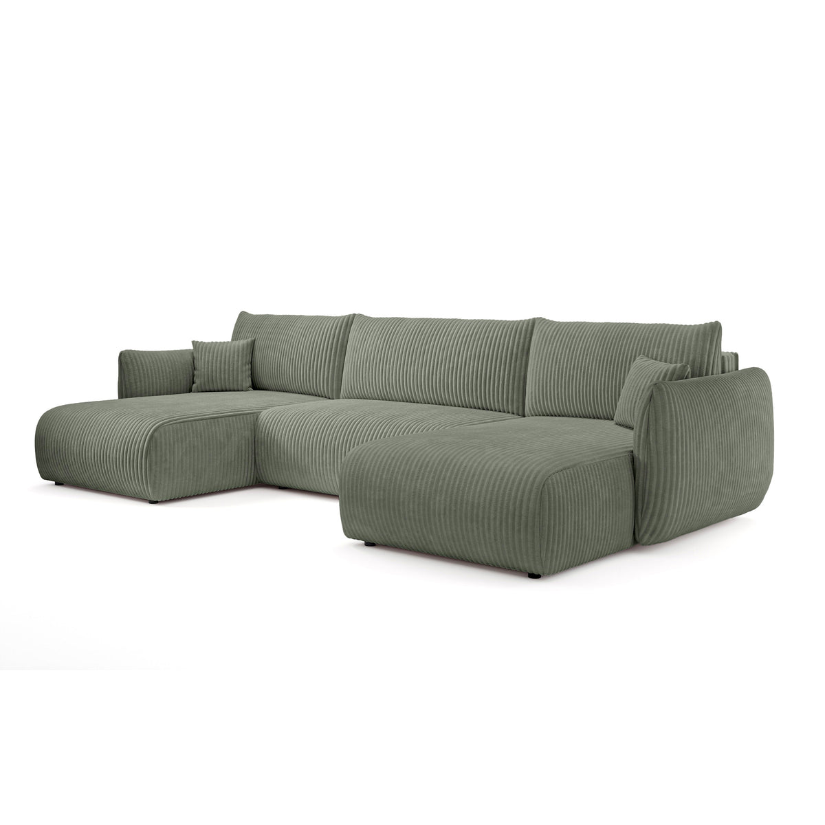 Alloro U Shaped Corner Sofa Bed with Storage, Sleeping Area 145x302 – Stone Sage (TILIA 37)