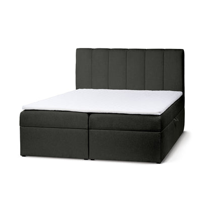 Łóżko kontynentalne z topperem i pojemnikiem w stylu skandynawskim | Stavy 200 Czerń Bazaltu (TORO 05)