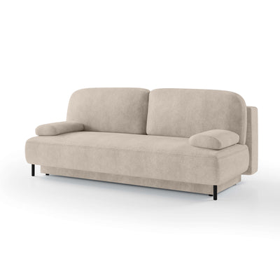 Sofa 2-osobowa z funkcją spania 140x200 z pojemnikiem w stylu nowoczesnym | Tola Kremowy Puch (PERFECT HARMONY 02)