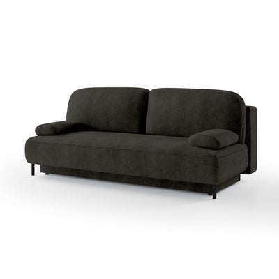 Sofa 2-osobowa z funkcją spania 140x200 z pojemnikiem w stylu nowoczesnym | Tola Ciemny Antracyt (PERFECT HARMONY 99)