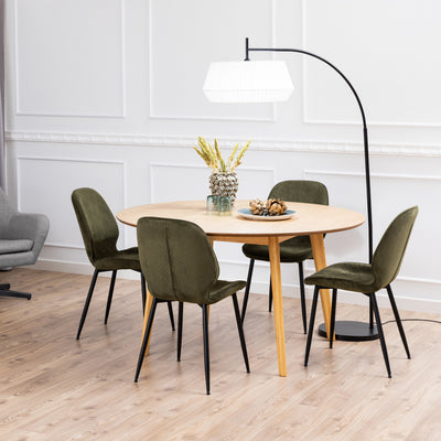 Okrągły stół Krel do jadalni 140x76 w stylu skandynawskim – w aranżacji wnętrza