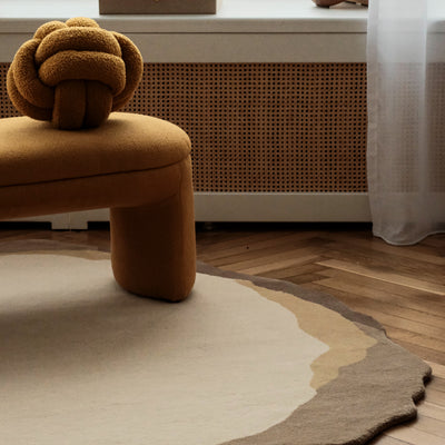 Groti Round Rug, Hand-tufted Wool with a Bold Border in Classic Style – photo 3