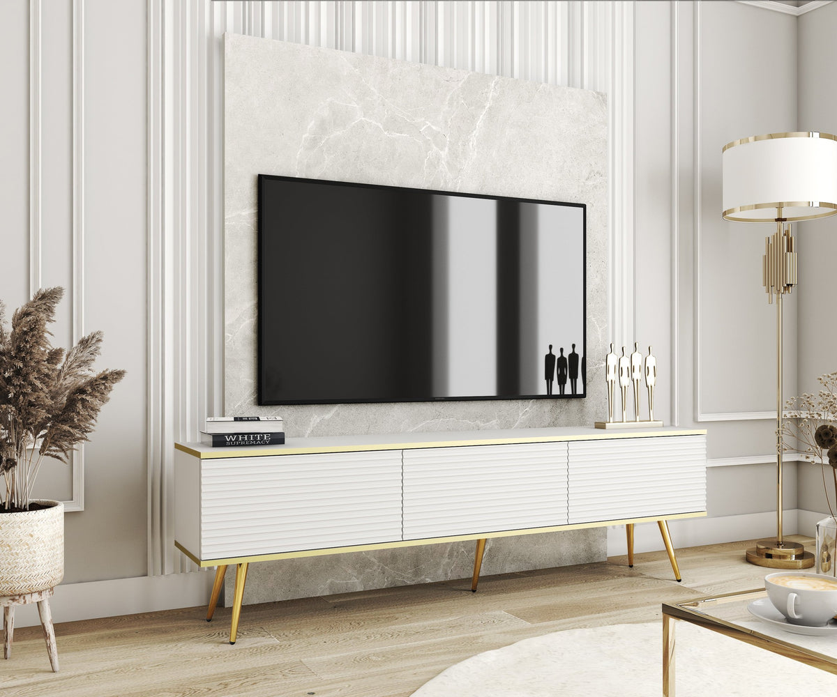 Szafka RTV Meva 175x30 ze złotymi akcentami – zdjęcie 13