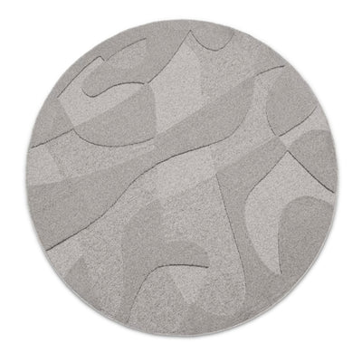 Noria Round Rug for the Living Room and Bedroom, Organic Style, Graphite Grey – photo 3
