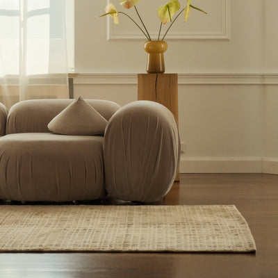 Gamino Rug Woven from Tencel with a Two-level Check Pattern, Modern Style – photo 2