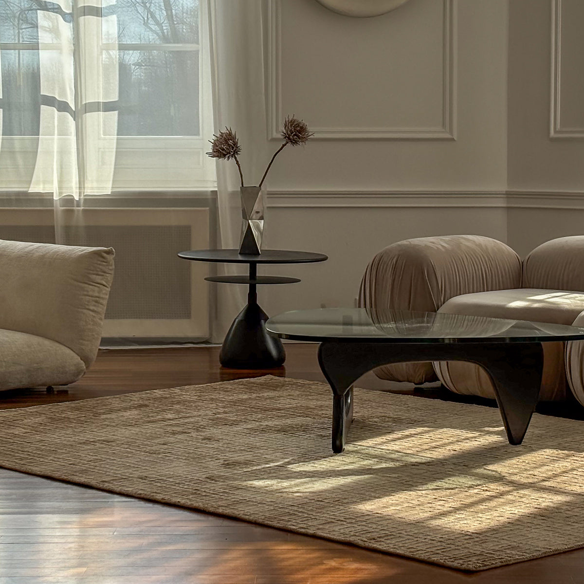 Gamino Rug Woven from Tencel with a Two-level Check Pattern, Modern Style – photo 4
