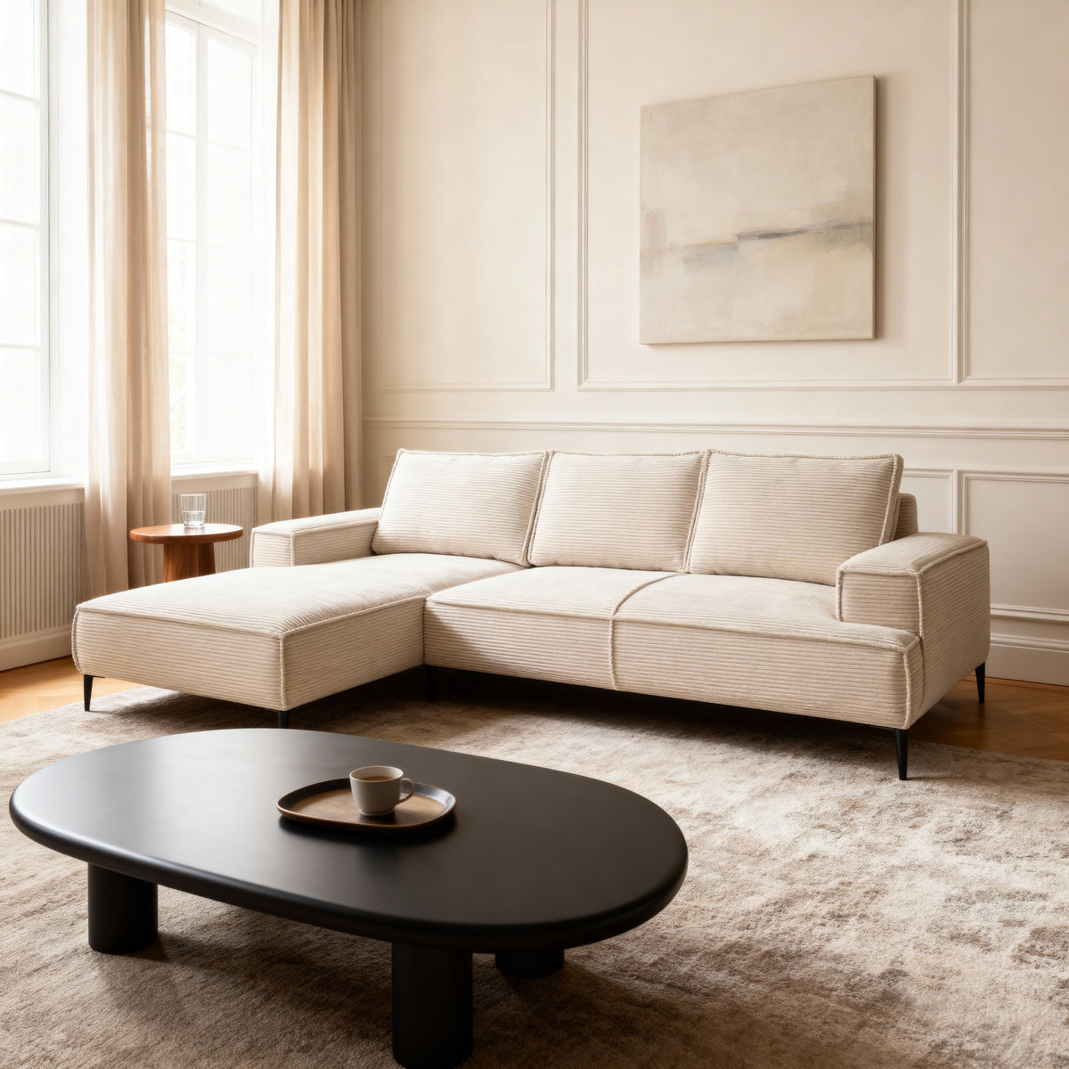 Narożnik May 3-osobowy 275 cm w stylu modern classic – w aranżacji wnętrza