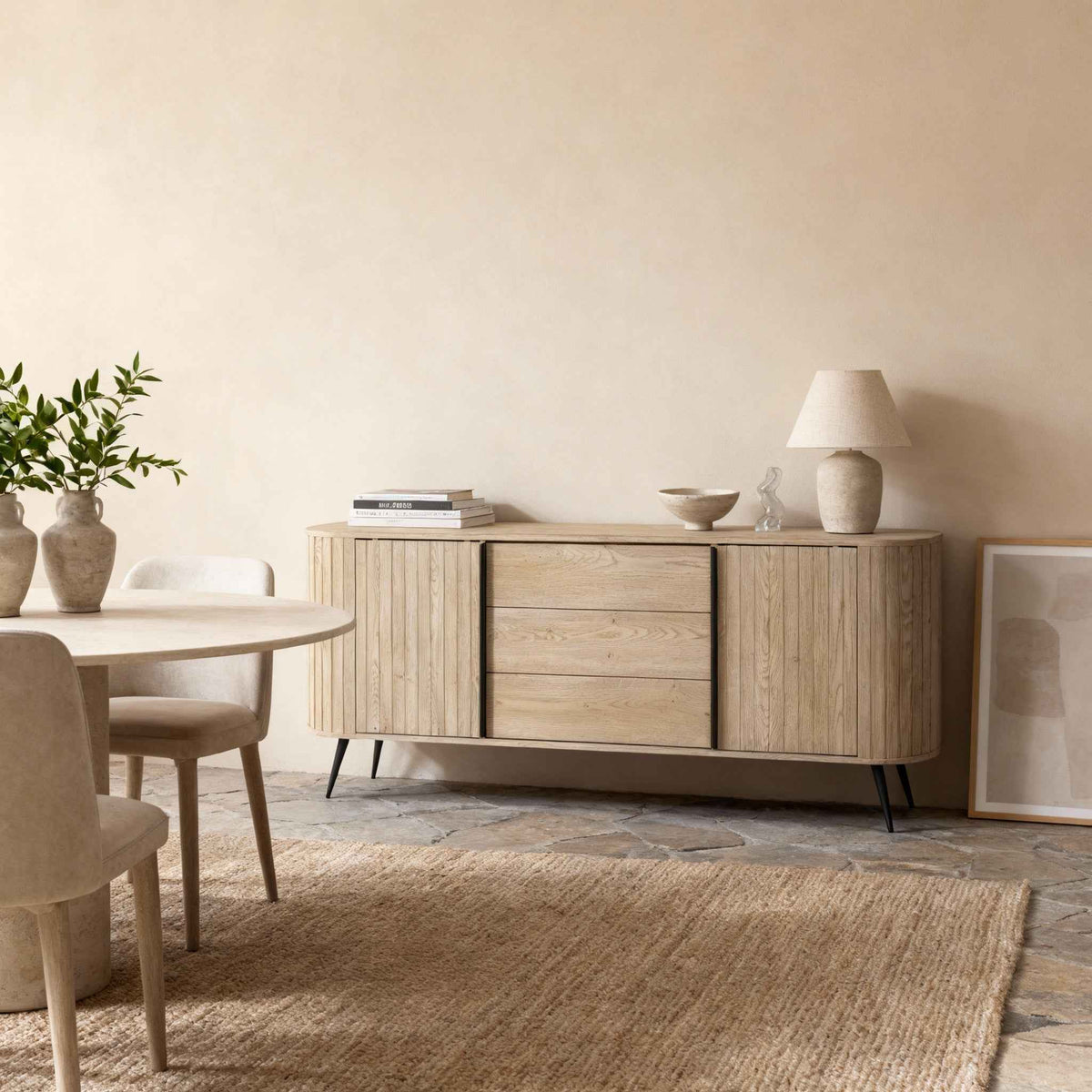 Komoda z drzwiami przesuwnymi i szufladami 196x82 w stylu nowoczesnym | Llovia
