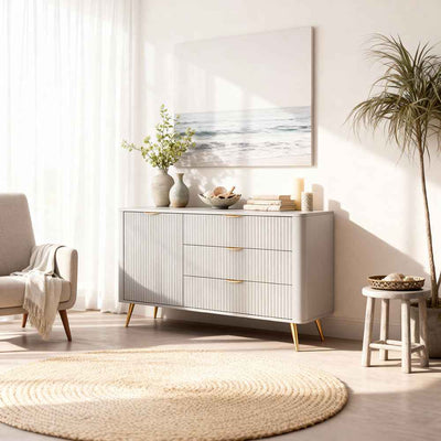 Laanti Sideboard with Drawers and Doors 138x81, Elegant Style – in a room setting