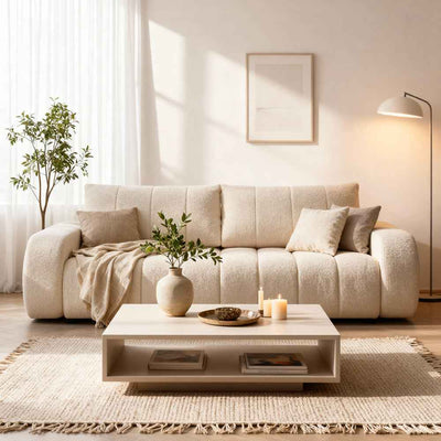 Sofa Baloa 3-osobowa, kanapa z funkcją spania 144x200 w stylu skandynawskim – w aranżacji wnętrza