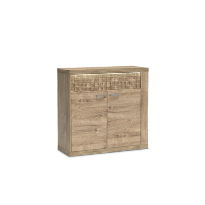 Korin sideboard 102x99 with LED – warm light above the ribbed front, sideboard with LED lighting