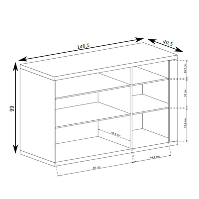 Korin sideboard 147x99 – dimension drawing with width, height and depth