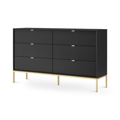 Komoda z szufladami 154x91 w stylu glamour | Roza Czarny Złota