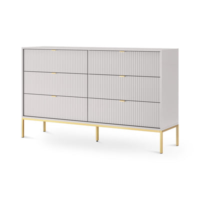 Komoda z szufladami 154x91 w stylu glamour | Roza Szary Złota