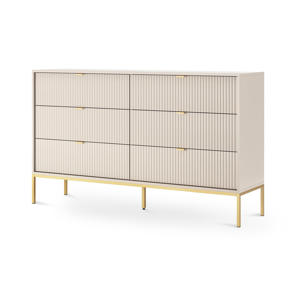 Komoda z szufladami 154x91 w stylu glamour | Roza Kaszmir Złota