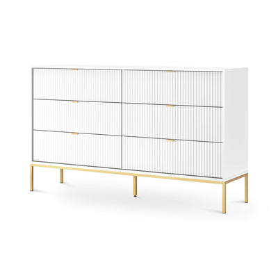 Komoda z szufladami 154x91 w stylu glamour | Roza Biały Złota