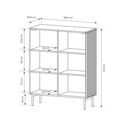 Komoda MuzZI wysoka z drzwiami 99x123 w stylu nowoczesnym – rysunek z wymiarami
