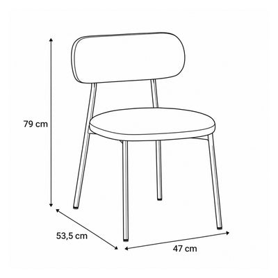 Dotto 47x79 chair – dimensional drawing showing width, height and depth