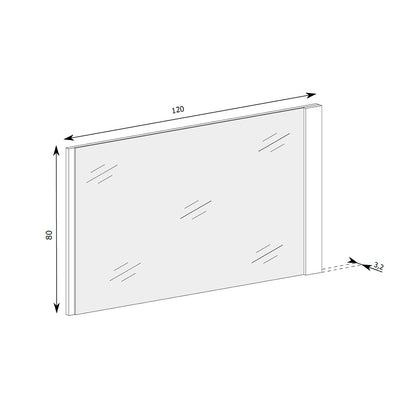 Korin mirror 120x80 – dimension drawing with width, height and thickness