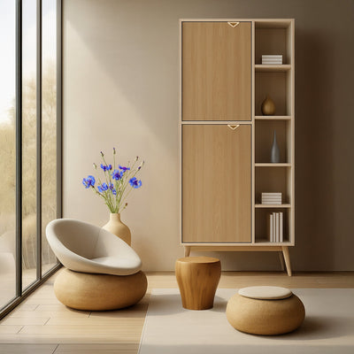 Regał Mandala 80x160 z półkami i szafkami w stylu japandi – zdjęcie 3