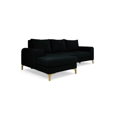 Arpelo 245x145 corner sofa left-hand Ink Black (MANILA 18) on gold legs – a living room corner sofa