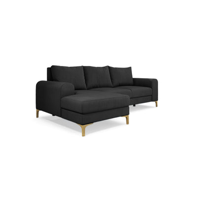 Arpelo 245x145 corner sofa left-hand Graphite Grey (MANILA 19) on gold legs – a corner sofa with a sleep function
