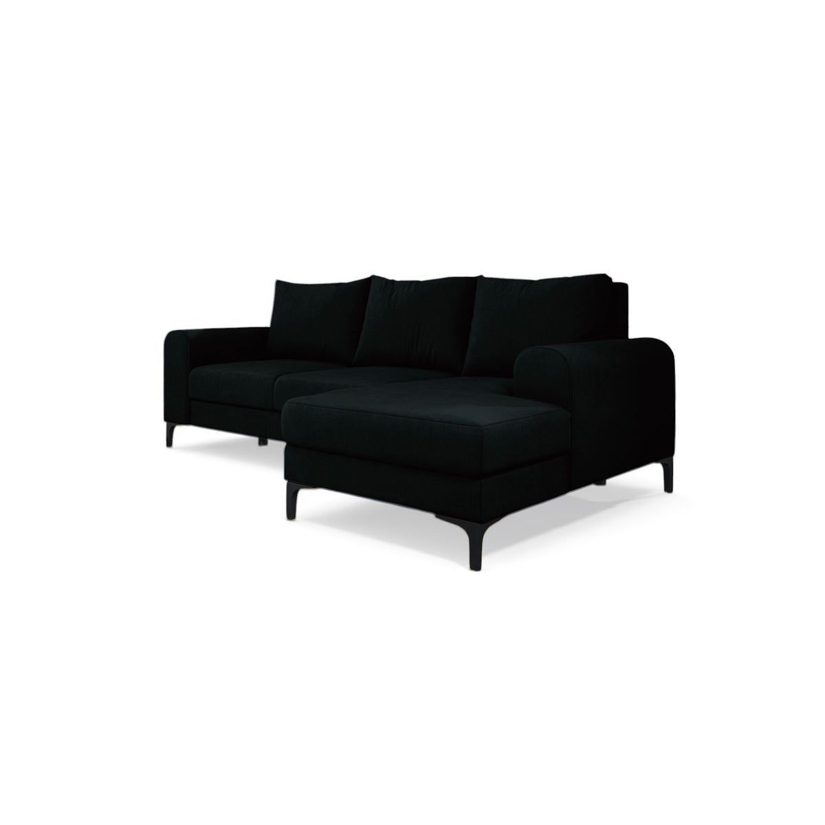 Arpelo 245x145 corner sofa right-hand Ink Black (MANILA 18) on black legs – a living room corner sofa