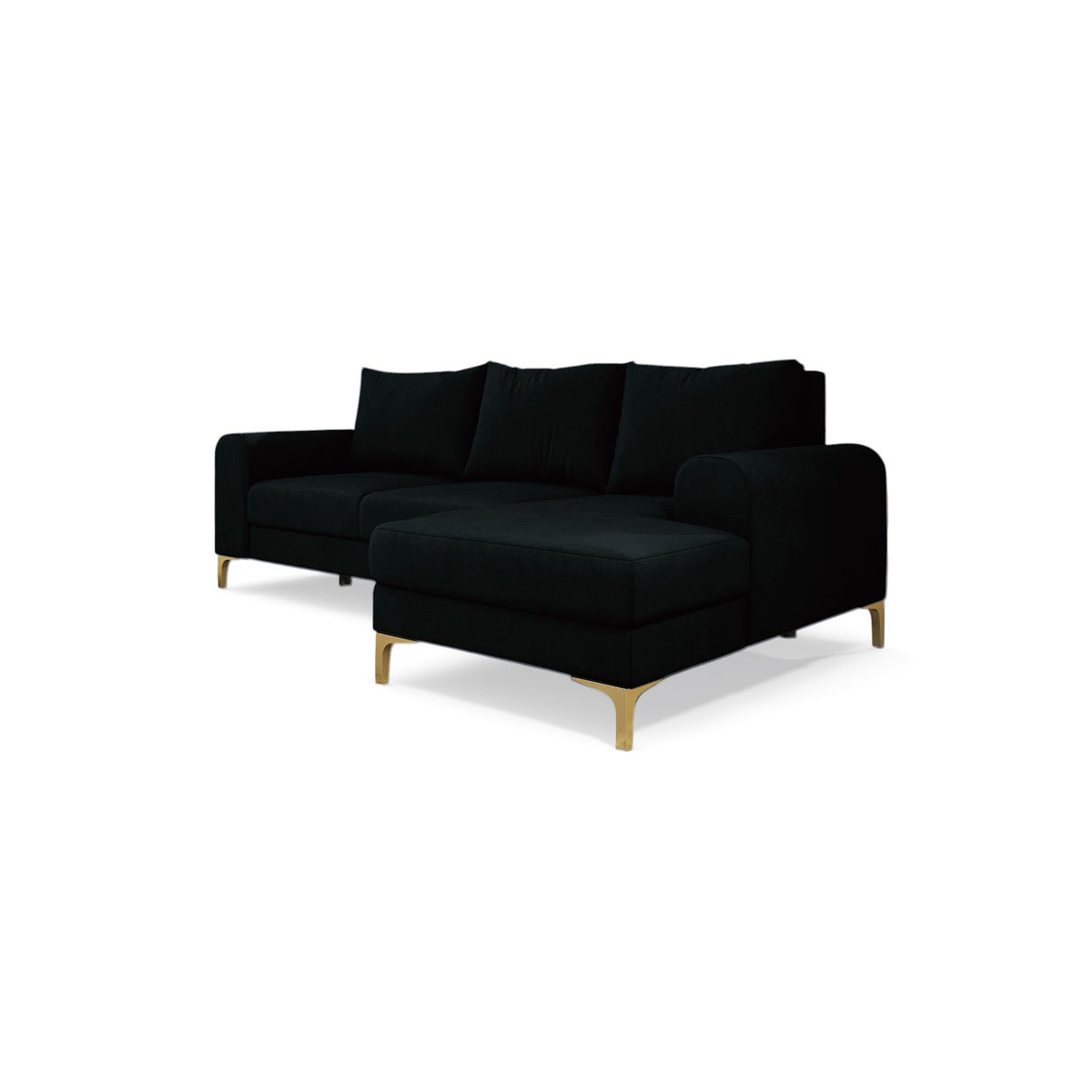 Arpelo 245x145 corner sofa right-hand Ink Black (MANILA 18) on gold legs – a living room corner sofa