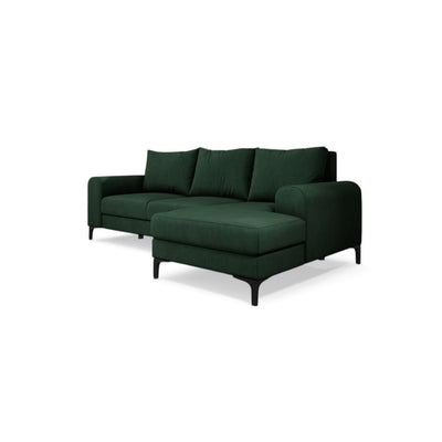 Arpelo 245x145 corner sofa right-hand Forest Moss (MANILA 35) on black legs – a modern boho-style corner sofa