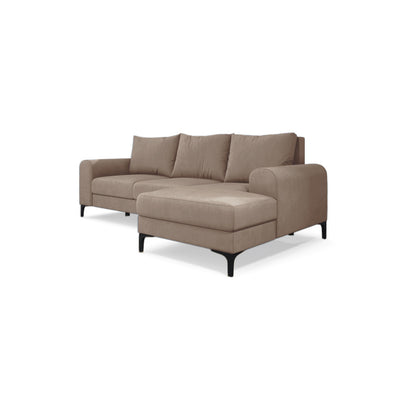 Arpelo 245x145 corner sofa right-hand Powdered Walnut (MANILA 02) on black legs – a velour corner sofa bed