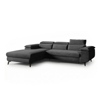Bessi corner sofa, 276x205, left-hand, Graphite Shadow (MONOLITH 92) with headrests – modern living room corner sofa
