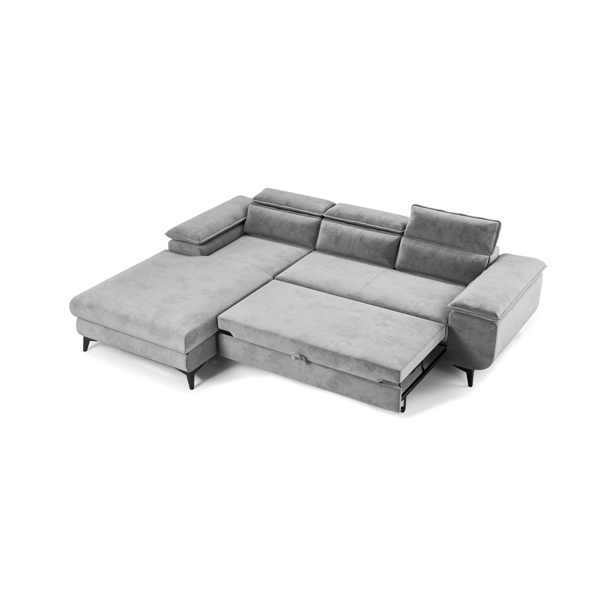 Bessi corner sofa, 276x205, unfolded using the Automat Delfin mechanism – corner sofa bed, sleeping area 216x124 cm