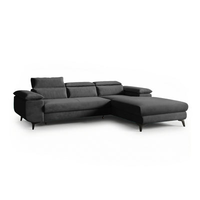 Bessi corner sofa, 276x205, right-hand, Graphite Shadow (MONOLITH 92) with headrests – modern living room corner sofa